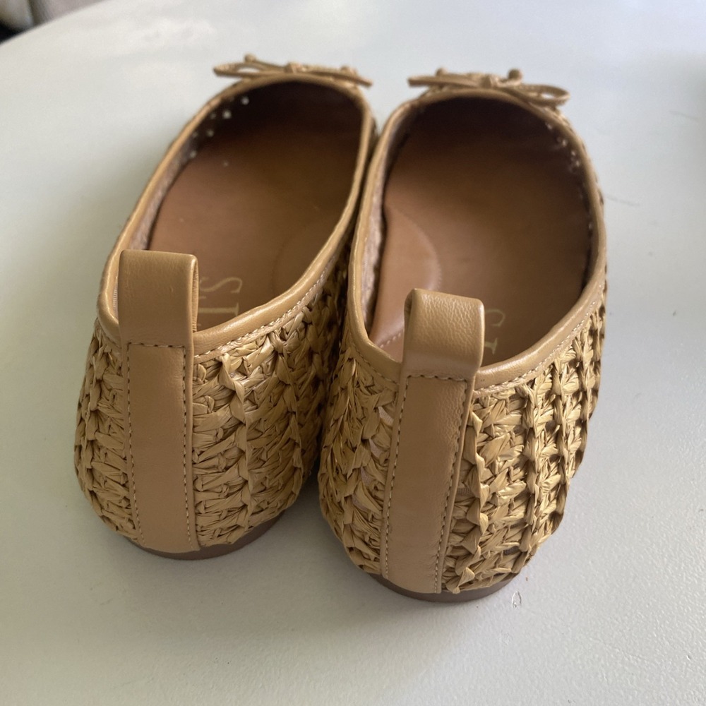 Eric Javits Parris Raffia Natural Woven Square-Toe Ballet Flats in Tan Size 9 - Picture 6 of 15